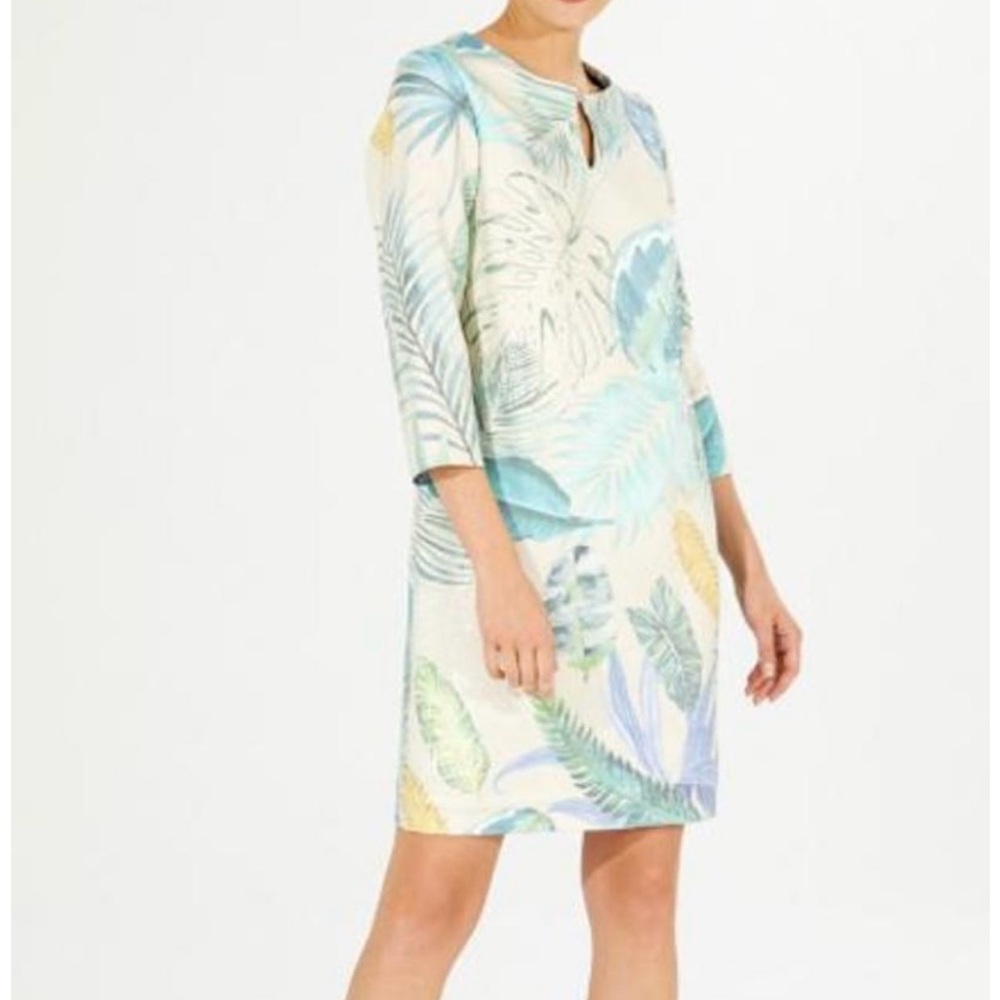 Vilagallo Greta Dress in Rhoatan Print Sz 42 (10) NWT Tropical Blue Green #854